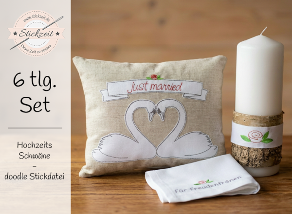 Hochzeitsschwäne - doodle Stickdatei